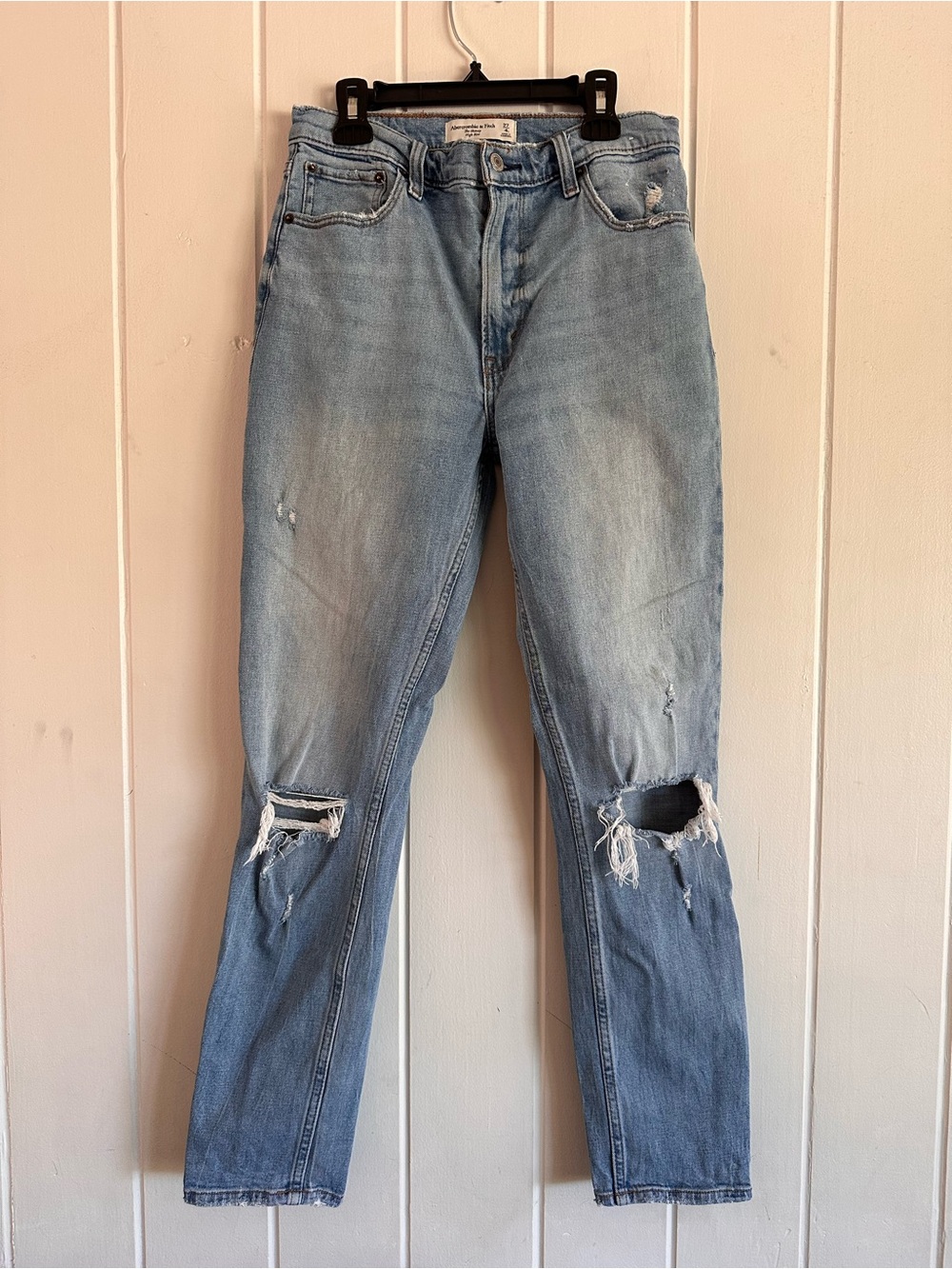 Abercrombie & Fitch Light Blue Distressed Straight Jeans